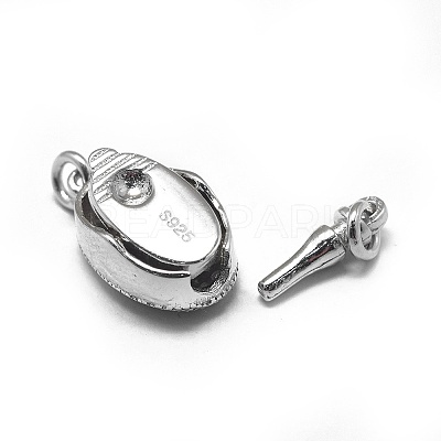 Anti-Tarnish Rhodium Plated 925 Sterling Silver Box Clasps STER-L057-011P-1