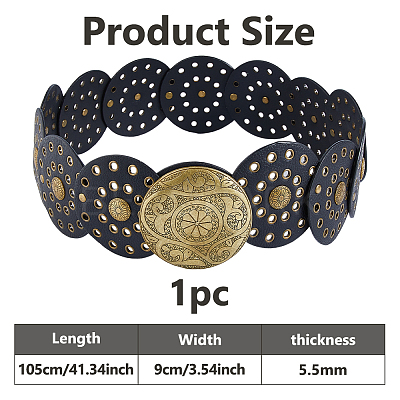 Vintage Imitation Leather Disc Chain Belts AJEW-WH0696-051B-1