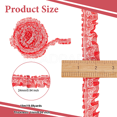 Double Layer Pleated Polyester Lace Trim OCOR-WH0079-37-1