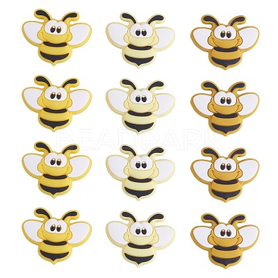 12Pcs 3 Colors Bees Silicone Focal Beads JX658A-1