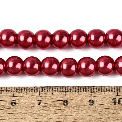 Baking Paint Pearlized Glass Pearl Round Bead Strands HY-Q330-8mm-51-1