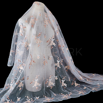 Flower Pattern Polyester Lace Fabic DIY-WH0061-021C-1