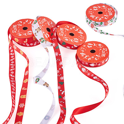 6Rolls 6 Styles Christmas Polyester Printed Ribbon OCOR-TA0003-43-1