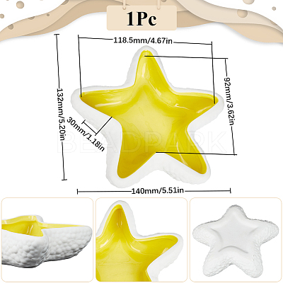 1Pc Starfish Shape Ceramic Jewelry Plate AJEW-SC0002-96C-1