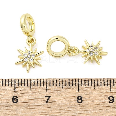 Brass Micro Pave Cubic Zirconia European Dangle Charms KK-D325-13G-1