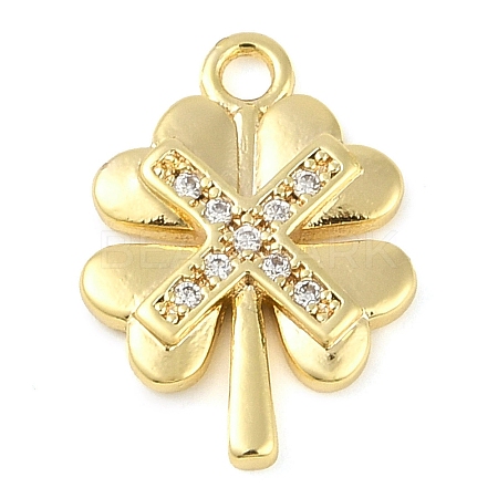 Cross Theme Real 18K Gold Plated Brass Micro Pave Clear Cubic Zirconia Pendants KK-L219-06G-01-1
