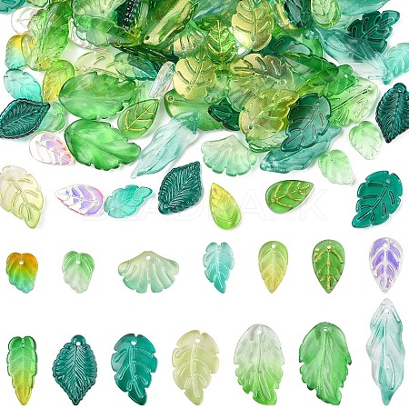 140Pcs 14 Styles Autumn Theme Two-Tone Transparent Glass Charms GLAA-YW0005-06-1