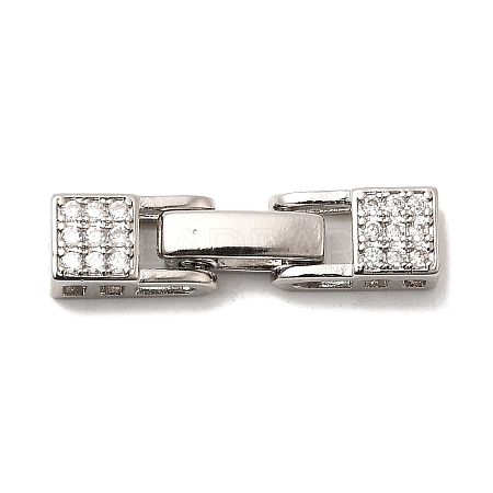 Brass Micro Pave Clear Cubic Zirconia Fold Over Clasps X-KK-C075-36P-1