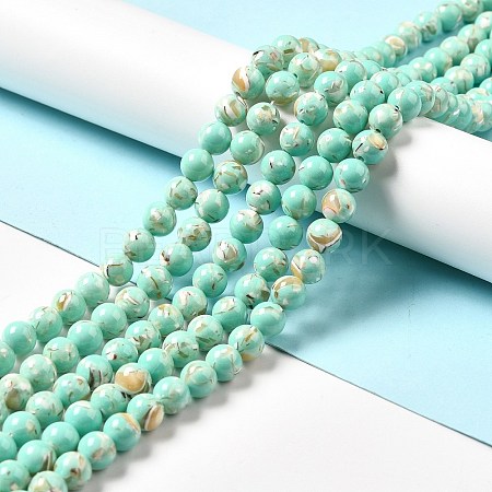 Synthetic Turquoise and Sea Shell Assembled Beads Strands G-D482-01A-08-1