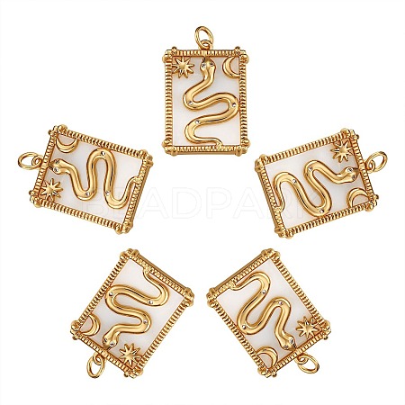 5Pcs Brass Micro Pave Clear Cubic Zirconia Pendants KK-SZ0005-04-1