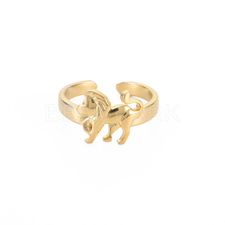 Ion Plating(IP) 304 Stainless Steel 12 Constellations/Zodiac Signs Open Cuff Ring for Women RJEW-S405-156G-A-1