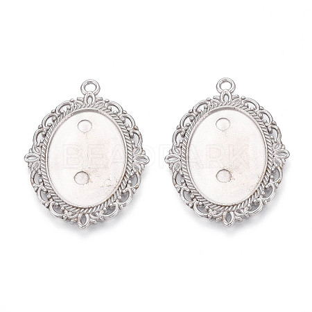 Non-Tarnish 304 Stainless Steel Pendant Cabochon Settings STAS-N114-02P-1