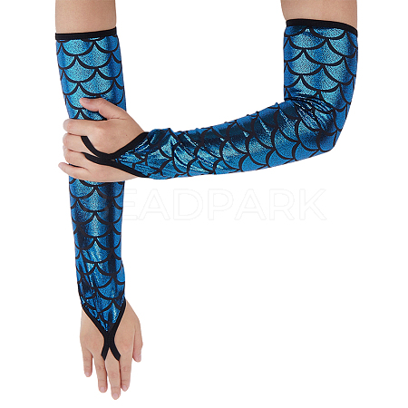 Polyester Fish Scale Gloves AJEW-WH20006-222A-1