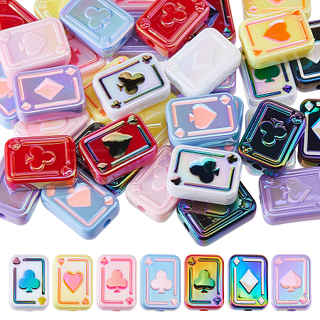 35Pcs 7 Colors UV Plating Rainbow Iridescent Acrylic Enamel Beads SACR-DC0001-20-1