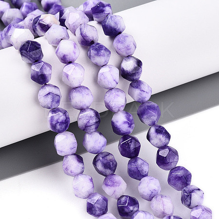 Dyed Natural White Jade Beads Strands G-T139-8mm-45R-1