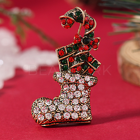 Christmas Theme Zinc Alloy Rhinestone Brooches for Backpack Clothes LS-LK8386-13-1