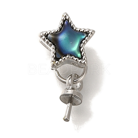 Star Brass Paua Shell Cup Pearl Peg Bails Pin Pendants KK-K389-144P-1