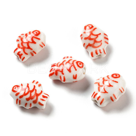 Handmade Printed Porcelain Beads PORC-F005-03C-1
