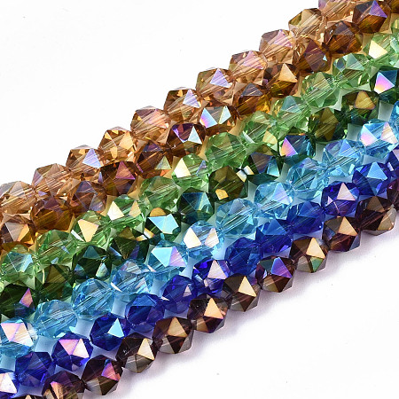 Electroplate Transparent Glass Beads Strands EGLA-T019-06-1