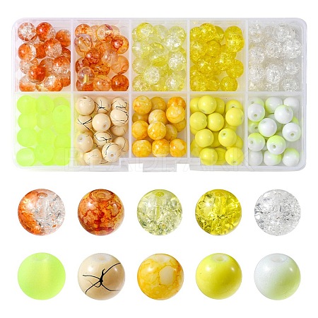 200Pcs 10 Style Mixed Style Glass Beads Strands GLAA-YW0001-57-1