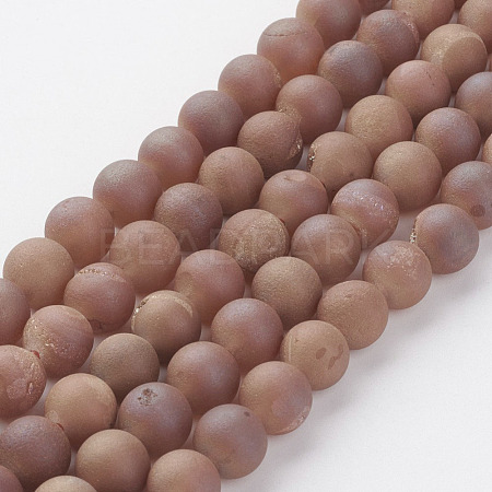 Electroplated Natural Agate Bead Strands G-P222-07-1