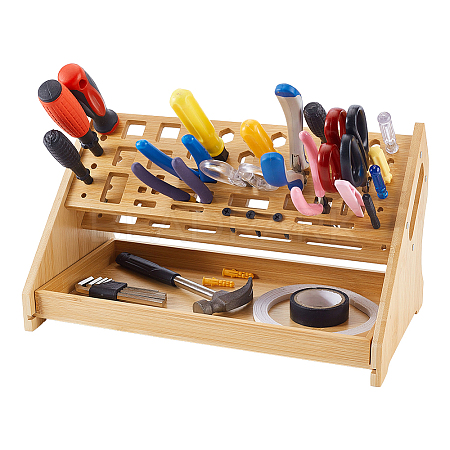 Wooden Maintenance Tool Storage Rack AJEW-WH0596-622-1