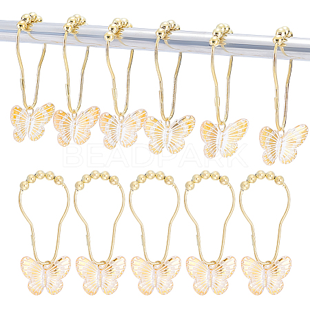12Pcs Butterfly Acrylic with Iron Shower Curtain Rings for Bathroom HJEW-NB00292-1