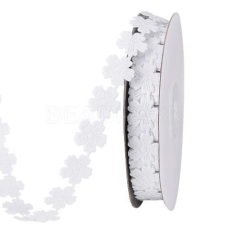Polyester Flower Lace Trim Ribbon OCOR-WH0105-095-1