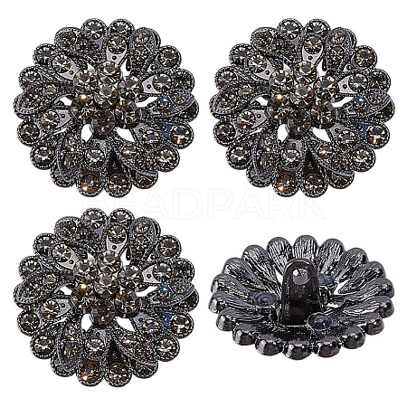 4Pcs 1-Hole Alloy Glass Shank Buttons FIND-DR0002-01B-1