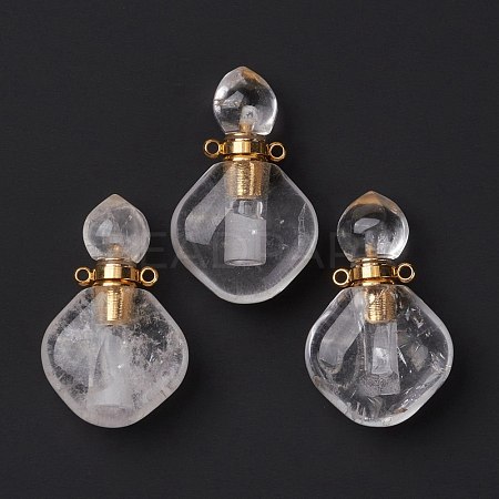 Natural Quartz Crystal Perfume Bottle Pendants G-D058-13G-03-1