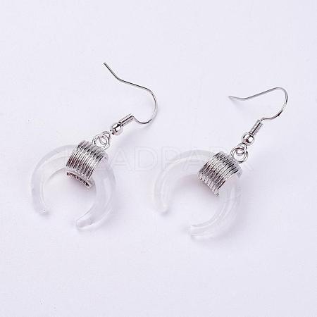 NaturalQuartz Crystal Dangle Earrings EJEW-L189-C08-1