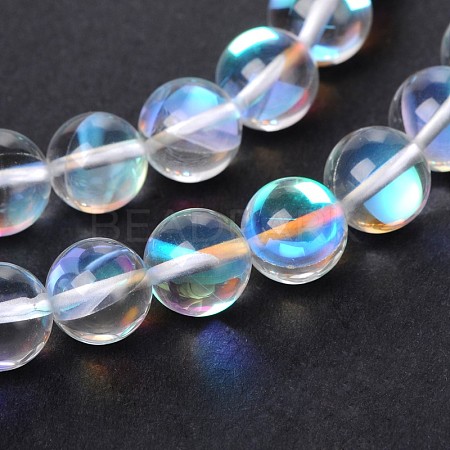 Synthetical Moonstone Round Beads Strands G-M049-6mm-02J-1