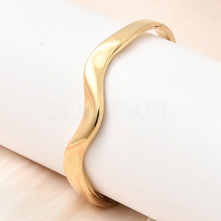 Curved 304 Stainless Steel Hinged Bangles for Women BJEW-B168-07G-1