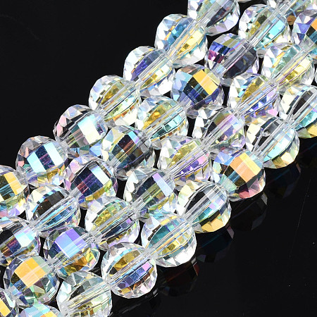 Electroplate Transparent Glass Beads Strands EGLA-N002-30-C01-1