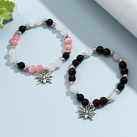 2Pcs 2 Colors Glass Beaded Bracelets Set CL3368-1