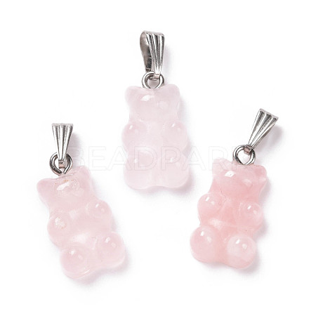 Natural Rose Quartz Pendants G-G854-01P-06-1