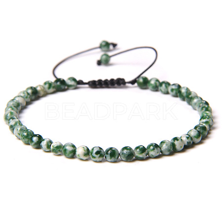 Adjustable Women's Dalmatian Jasper Beaded Bracelet CN3407-21-1