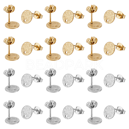 Unicraftale 40Pcs 2 Colors 304 Stainless Steel Stud Earring Findings STAS-UN0056-08-1