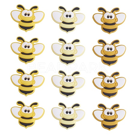 12Pcs 3 Colors Bees Silicone Focal Beads JX658A-1