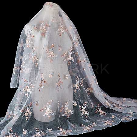 Flower Pattern Polyester Lace Fabic DIY-WH0061-021C-1