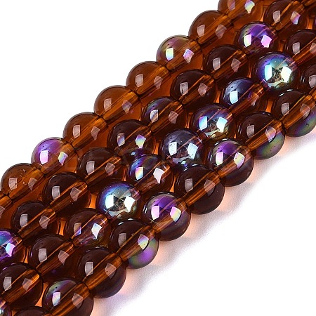 Transparent Electroplate Glass Beads Strands EGLA-Q132-6MM-01A-05-1