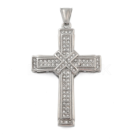 304 Stainless Steel Rhinestone Pendants STAS-G346-51P-1