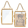 Rectangle Mini Brass Wall Hanging Photo Frame for Pressed Flower with Chain ODIS-WH0061-05AG-1