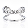 304 Stainless Steel Curb Chains Shape Open Cuff Ring RJEW-N040-03-2
