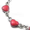 Stainless Steel Color 304 Stainless Steel Heart Link Chain Bracelet with Enamel BJEW-E088-01P-3