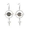 Natural Labradorite & Alloy Pendant Dangle Earrings EJEW-TA00818-01-3