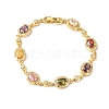 Oval Brass Micro Pave Cubic Zirconia Link Chain Bracelets for Women BJEW-D387-04G-06-4