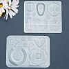 4Pcs Geometry/Heart/Letter Pendant & Links Silicone Molds DIY-LS0003-19-3