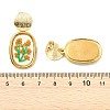 304 Stainless Steel & Cloth Embroidery Stud Dangle Earrings EJEW-JE07298-03-5