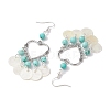 Heart Synthetic Turquoise & Capiz Shell Chandelier Earrings EJEW-TA00490-4